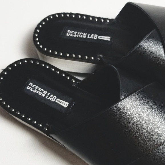 DESIGN LAB LORD & TAYLOR Black Criss Cross Flat Studded Slip On Sandals 6. - Picture 4 of 6